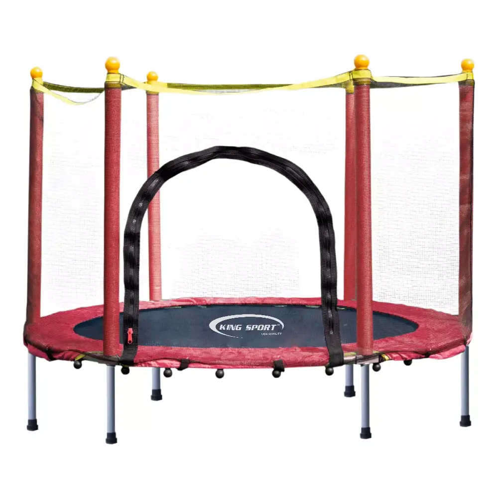Батут дитячий King Sport 140см с защитной сеткой + 6 опорных ножек Red