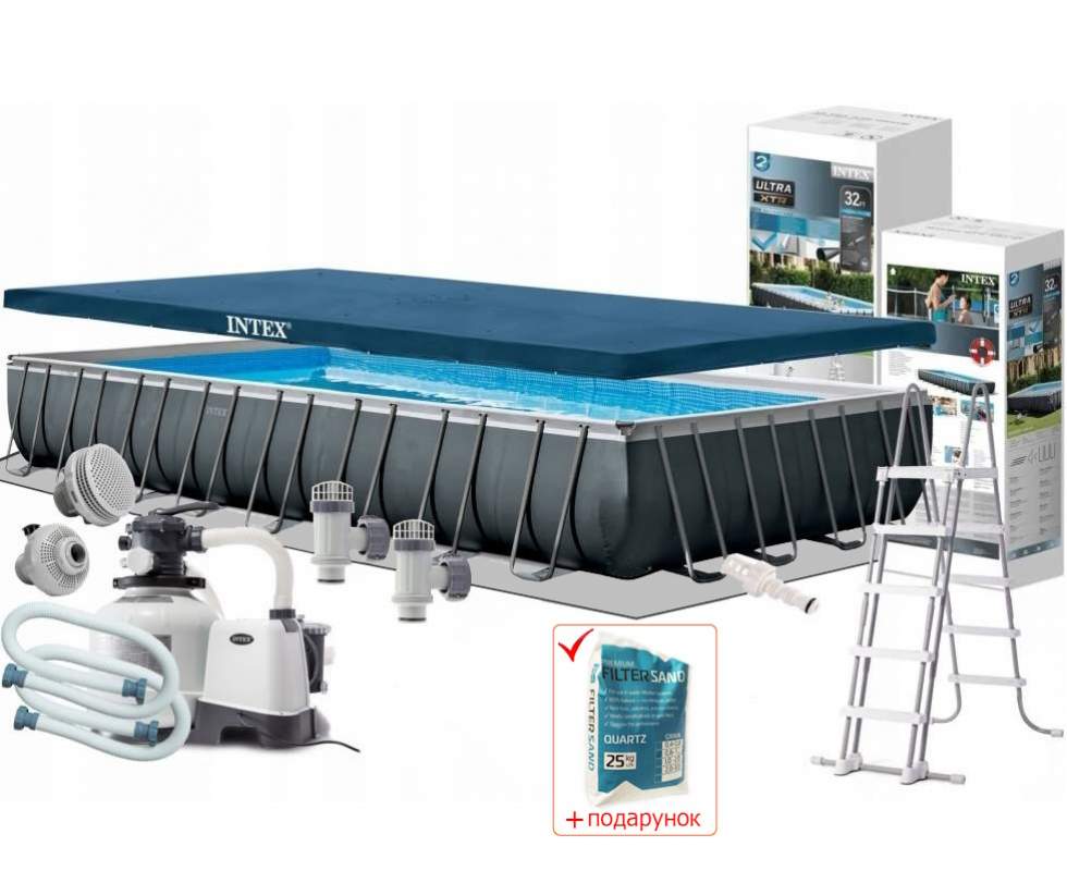 Каркасный бассейн Intex 26374, 975 x 488 x 132 см Ultra XTR Rectangular Frame Pool