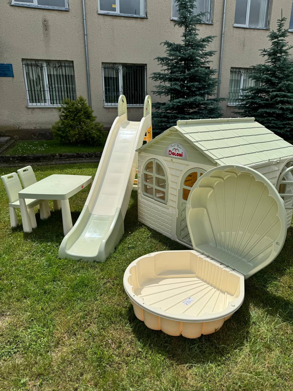 Горка большая 243 см+Песочница+Домик Doloni