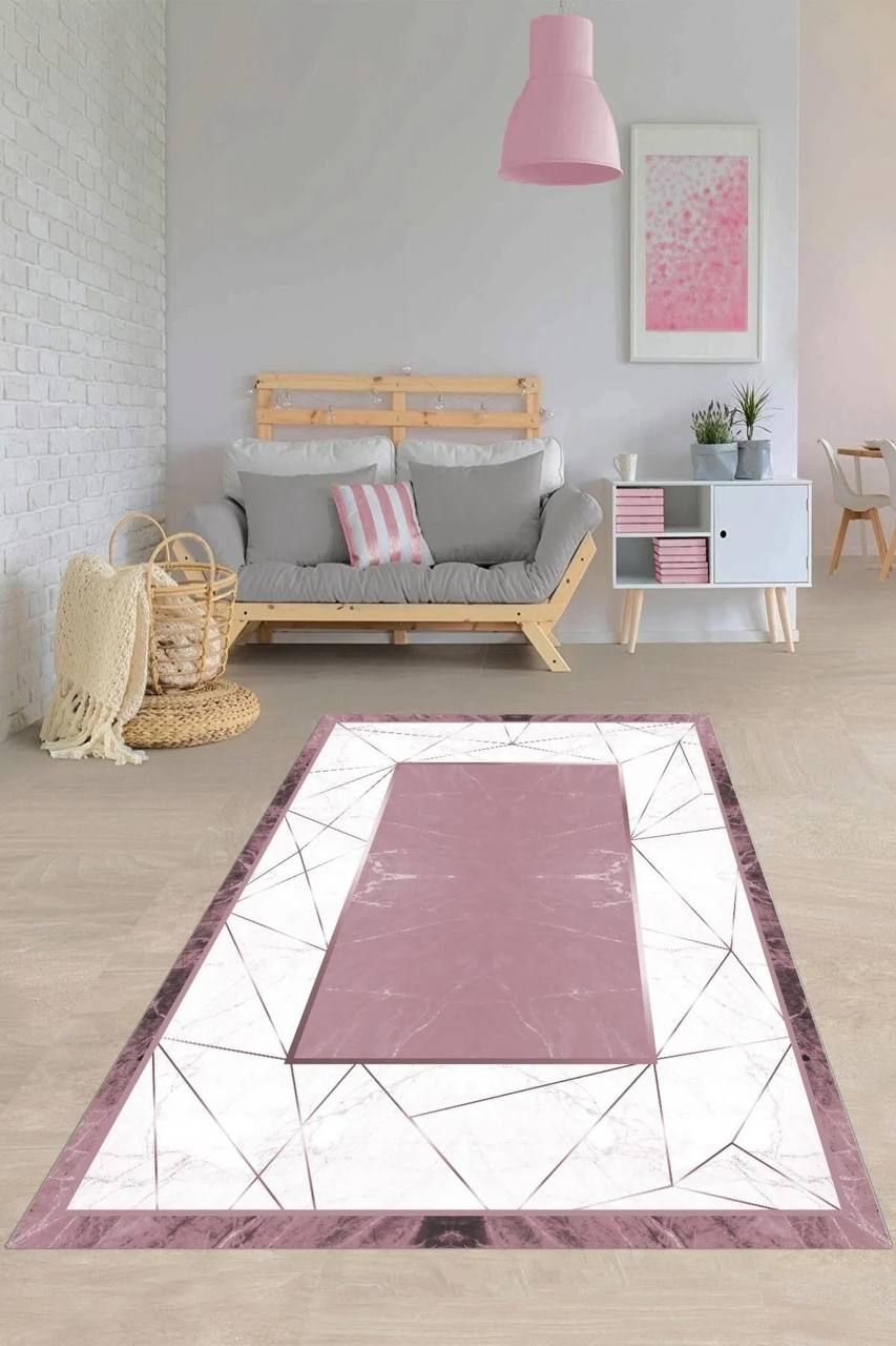 Турецкий безворсовой коврик «Pink diamond» 140х200 см