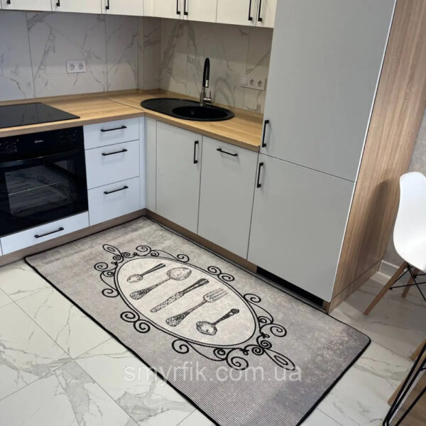 Коврик для кухни Приборы в рамке 80х250 см