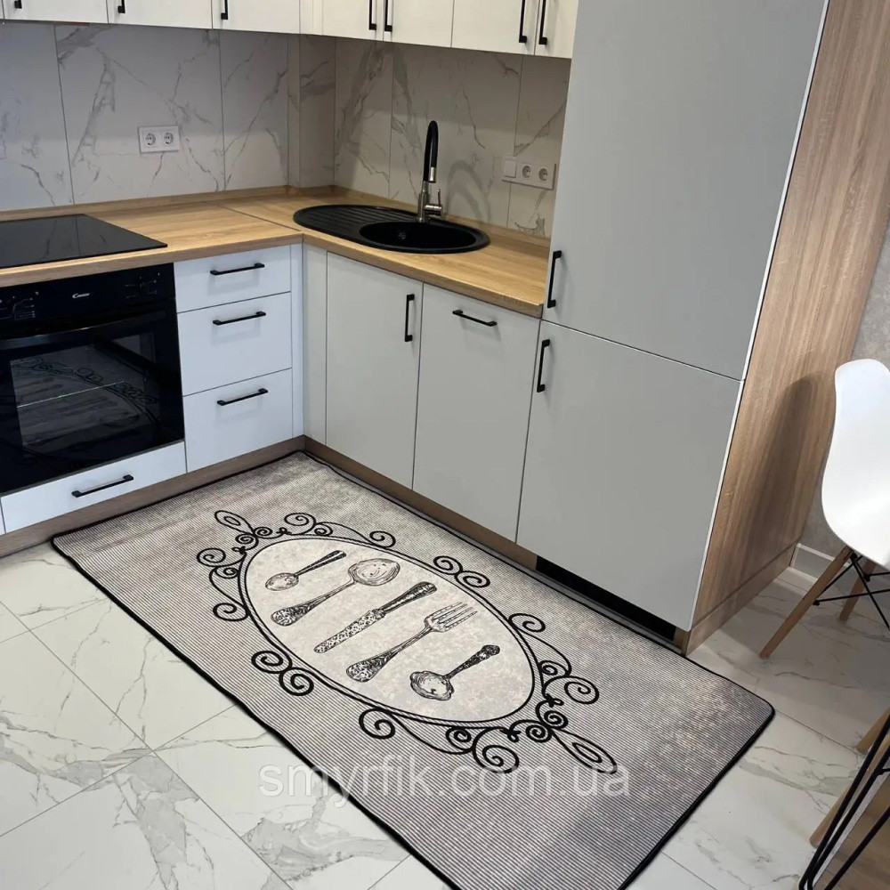 Коврик для кухни Приборы в рамке 80х250 см