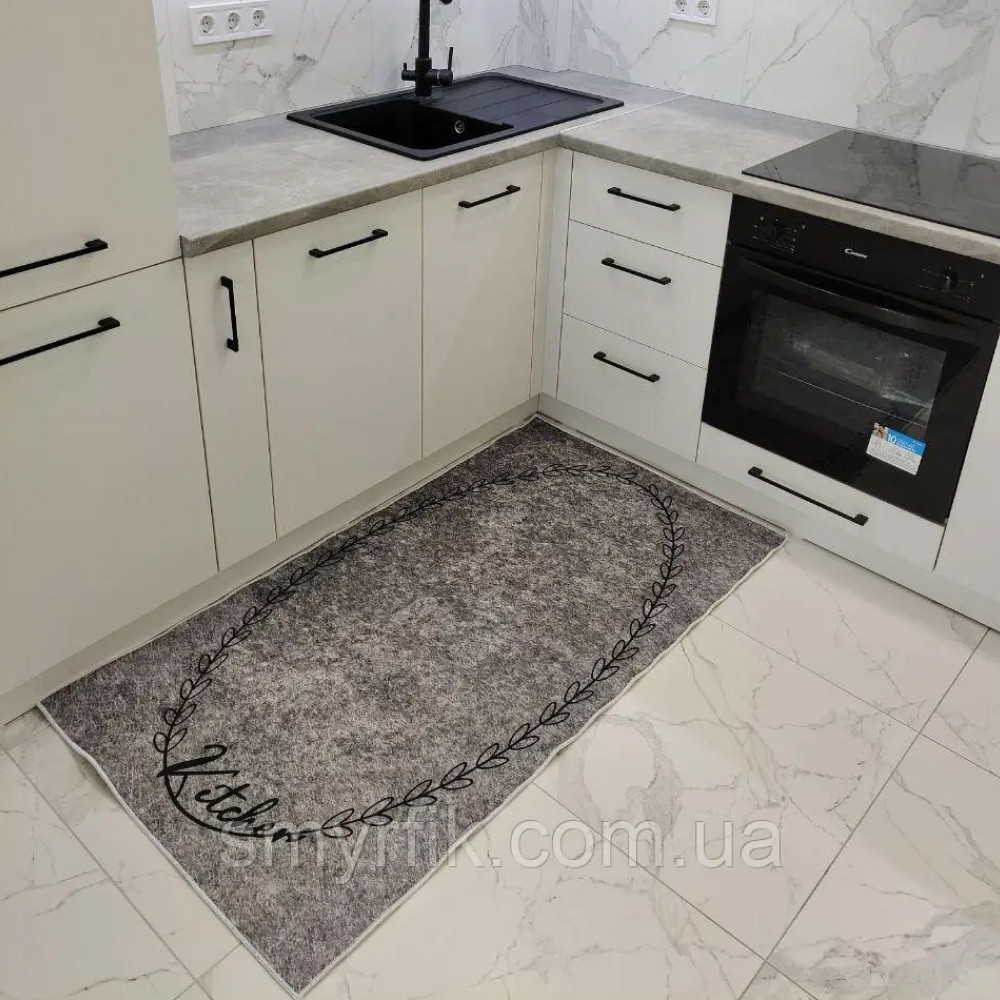 Коврик для кухни «Овал на сером» 80х200