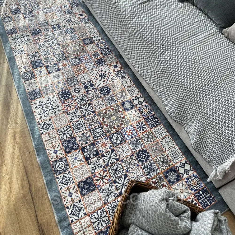 Турецкий безворсовый ковер «Турецкая Мозаика» на подкладке из эко-кожи 200х200см
