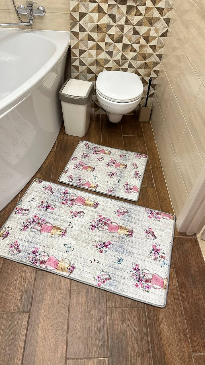 Коврики для ванной комнаты, комплект 2 шт 60х100 см, 50х60 см